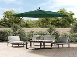 Hanging Garden Parasol with LED Lighting 300 cm Green Metal Pole 42969