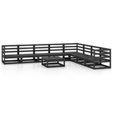 9 Piece Garden Lounge Set Black Solid Pinewood 3075843