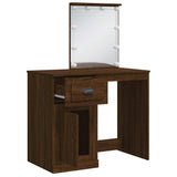 Dressing Table with LED Lights Brown Oak 90x42x132.5 cm 834977