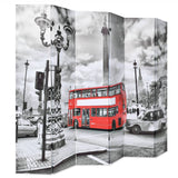 Folding Room Divider 228x170 cm London Bus Black and White 245876