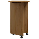 ZNTS Rolling Cabinet with Desk MOSS Honey Brown Solid Wood Pine 355900