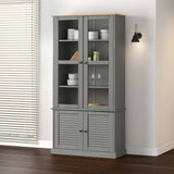 Glass Display Cabinet VIGO Grey 85x35x170 cm Solid Wood Pine 353195