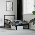 ZNTS Metal Bed Frame without Mattress with Headboard Black 80x200cm 352310