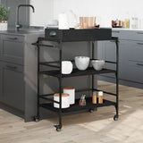 Kitchen Trolley Black 81.5x41x92.5 cm Engineered Wood 842341