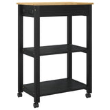 Kitchen Trolley MONZA Black 60 x 40 x 88.5 cm Solid Pine Wood 42027036