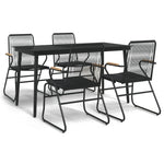 5 Piece Garden Dining Set Black PVC Rattan 3099217