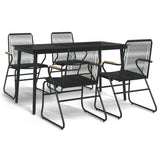 5 Piece Garden Dining Set Black PVC Rattan 3099217