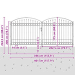 Fence gate with Lock Grey 400 x 175 cm Steel 42008944