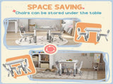 Height Adjustable Toddler Table and Chair Set, 3 Pcs Children Activity Table w/ 2 Chairs, for T3398P347725