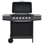 Gas BBQ Grill with 6 Cooking Zones Steel Black 44282