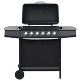 Gas BBQ Grill with 6 Cooking Zones Steel Black 44282
