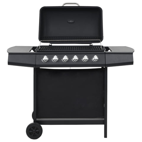 Gas BBQ Grill with 6 Cooking Zones Steel Black 44282