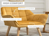 Modern Armchair, Accent Chair with Wide Arms, Slanted Back and Rubber Wood Legs for Living Room, T3398P328135
