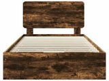Bed Frame with Drawer Smoked Oak 100 x 200 cm Engineer Wood 3412627