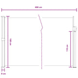 Retractable Side Awning Grey 600 x 180 cm Polyester 42035527