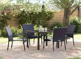 Garden Dining Set 5 pcs Black Powder-Coated Steel 3379402