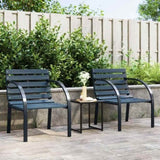 Garden Chair Set of 2 Grey Wood and Steel Medium Durable 47938