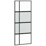 Sliding Door with Hardware Set Black 90x205 cm Tempered Glass 3375899
