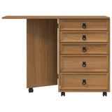 Rolling Cabinet with Drawers & Folding Top CORONA Honey Brown 42040539