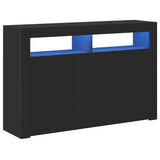 Sideboard with LED Lights Black 115.5x30x75 cm 804338