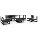 9 Piece Garden Lounge Set Black Solid Pinewood 3075438