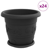 Plant Pots 24 pcs Black 30 x 25 cm Plastic 3403287