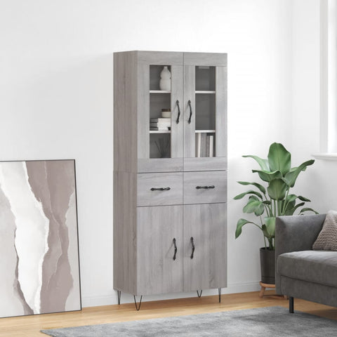 Highboard Grey Sonoma 69.5x34x180 cm Engineered Wood 3198567