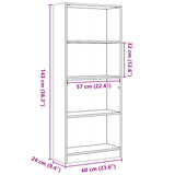 Bookcase Concrete Grey 60x24x143 cm Engineered Wood 857815