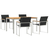 Garden Dining Set 5 pcs Solid Acacia Wood and Stainless Steel 3334815