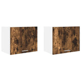 Hanging Cabinet 2 pcs Smoked Oak and White 50 x 31 x 40 cm 884155
