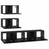 TV Cabinet Set 4 pcs Black Oak Engineered Wood 3393394