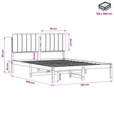Bed Frame with Upholstered Headboard Natural and Light Grey 904143