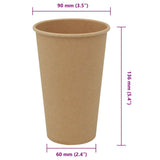 Paper Coffee Cups 1000 pcs 16oz 400ml Brown 4102797