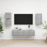 5 Piece TV Cabinet Set Concrete Grey Engineered Wood 3079115