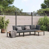 3 Piece Garden Sofa Set with Cushions Black Aluminium 3283707