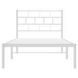 Metal Bed Frame without Mattress with Headboard White 107x203cm 355704