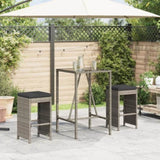 Garden Bar Stools with Cushions 2 pcs Grey Poly Rattan 368687