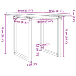 ZNTS Dining Table O-Frame 80x80x75 cm Solid Wood Pine and Steel 3282673