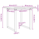 ZNTS Dining Table O-Frame 80x80x75 cm Solid Wood Pine and Steel 3282673