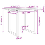 Dining Table O-Frame 80x80x75 cm Solid Wood Pine and Steel 3282673