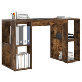 Desk with Shelf Smoked Oak 130 x 50.5 x 75 cm Engineered Wood 869502