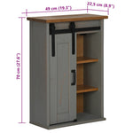 ZNTS Hanging Cabinet HALDEN with Sliding Door Grey 49x22.5x70 cm Pine 4018439