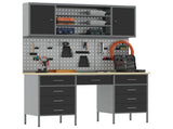 Work Cabinet 7 pcs Black and Grey Engineered Wood and Steel 3321460