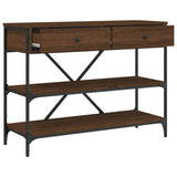 Console Table with Drawers and Shelves Brown Oak Engineered Wood 833407