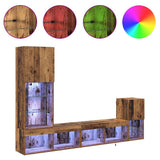 TV Wall Units with LED Strip Lights Old Wood Engineered Wood 3402947