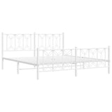 Metal Bed Frame without Mattress with Footboard White 180x200cm 376199
