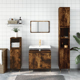 Bathroom Cabinet Smoked Oak 30x30x190 cm Engineered Wood 831529