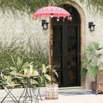 Parasol with Base Pink, Brown 250 cm Cotton, Wood 3356917