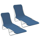 Sunlounger Set of 2 Blue Powder-coated steel Standard Foldable 44299