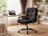 Double Padded Linen-Look Office Chair - Black T3398P550246